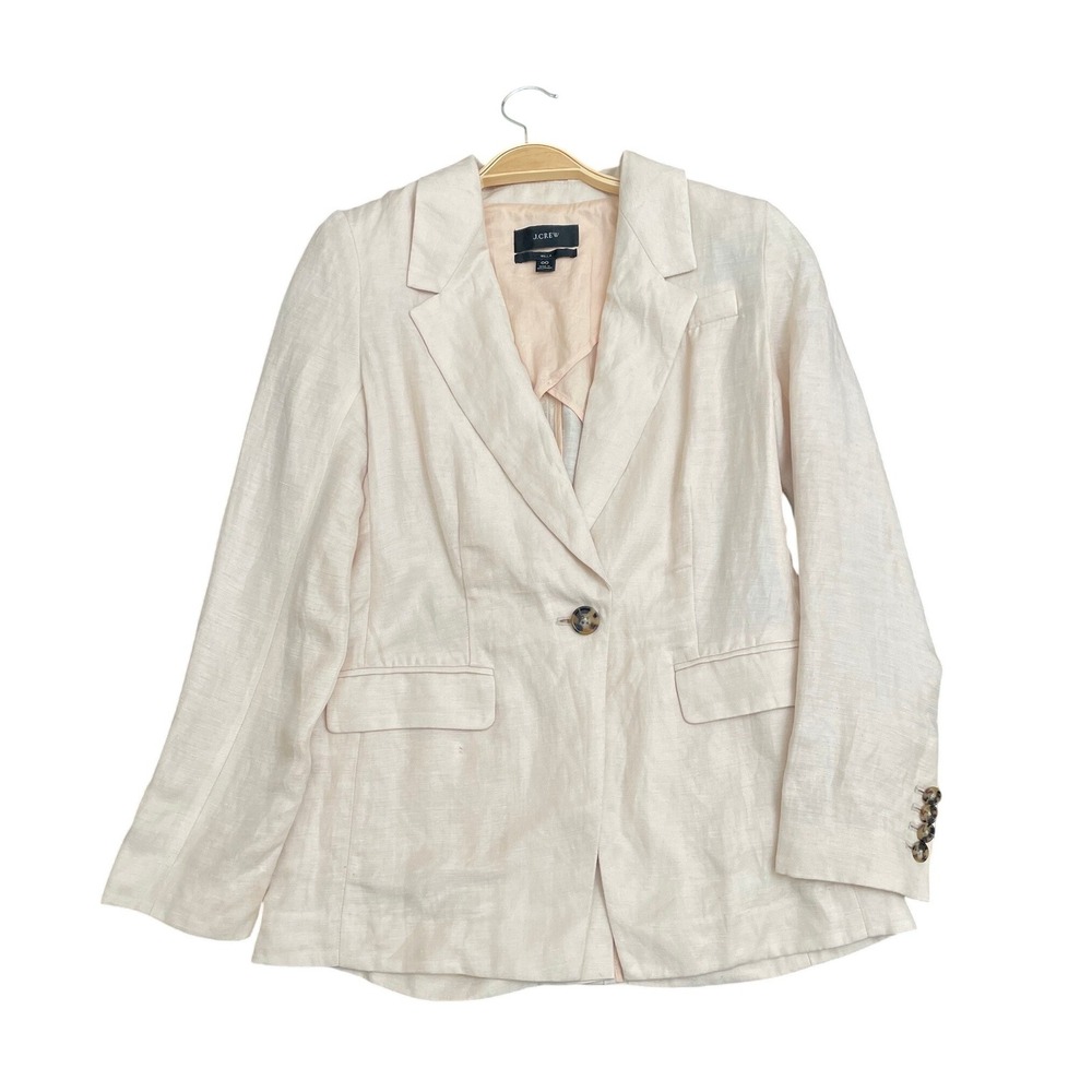 J.Crew Willa Linen Blend Blazer Womens 00 Beige Single Button BH668
